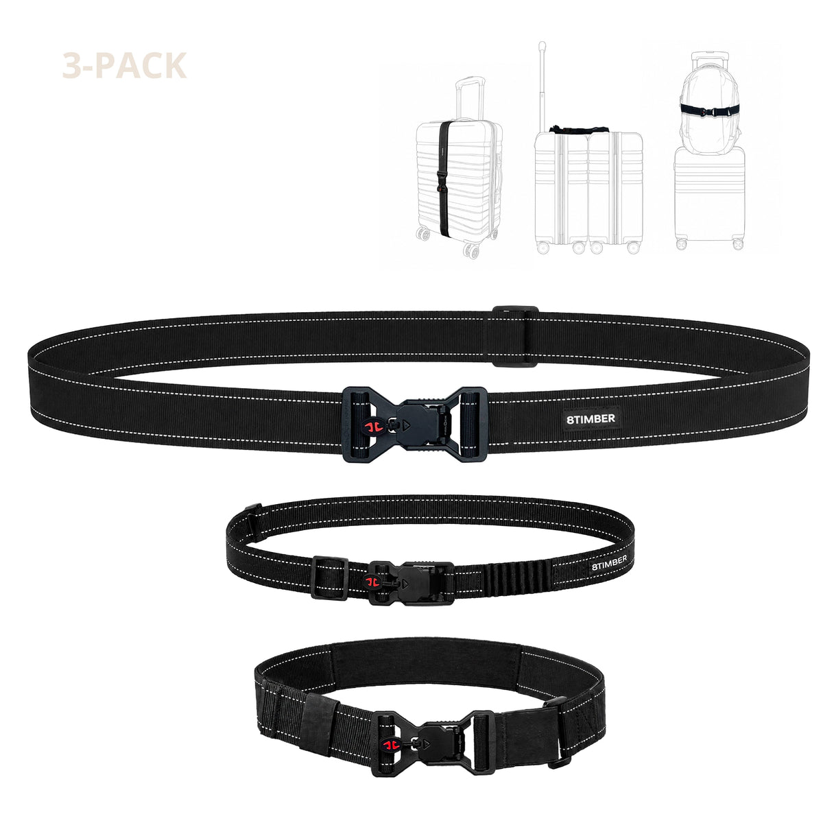 Magnetic Luggage Strap, 3-Piece Set